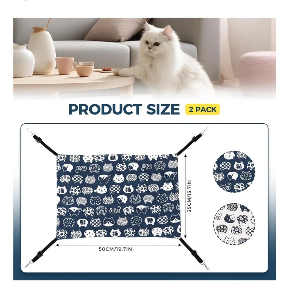 Blue Cat Hammock with Adjustable Straps